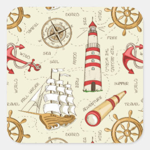 Sticker Carré Scène Océanique