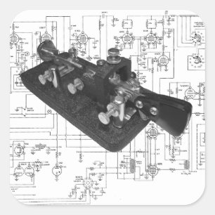 Sticker Carré Schéma de clé radio du code Morse