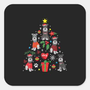Sticker Carré Schnauzer Arbre de Noël Ornement Drôle chien anima