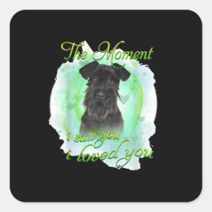 Sticker Carré Schnauzer Dog - Je T'Aime T-Shirt