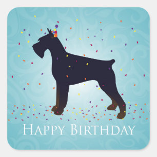 Sticker Carré Schnauzer Géant Joyeux Design d'anniversaire