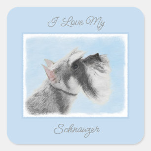 Sticker Carré Schnauzer (Giant, Standard) Peinture - Chien Art S
