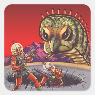 Sticker Carré Science-fiction vintage centipède géant insecte gu