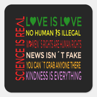 Sticker Carré Science is Real Love is Love