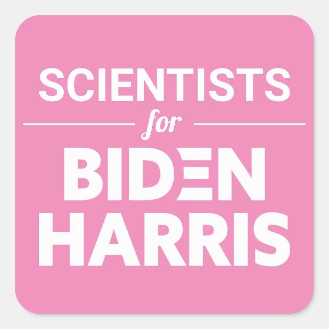 Sticker Carré Scientifiques pour Biden Harris Texte personnalisé (Devant)