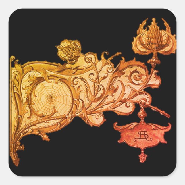 Sticker Carré Sconce d'araignée de rennes Art nouveau (Devant)