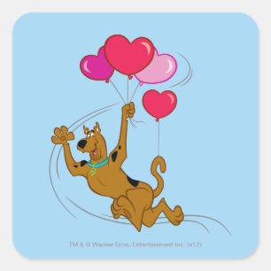 Sticker Carré Scooby Doo - ballons de coeur