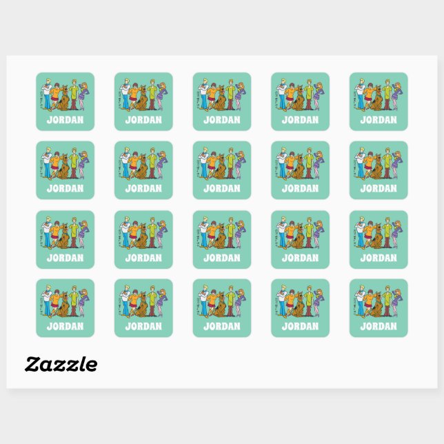 Sticker Carré Scooby-Doo | Gang 14 entier Mystery Inc (Feuille)