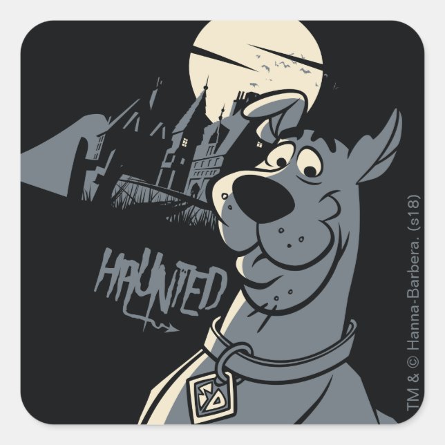 Sticker Carré Scooby-Doo Noir Haunted Mansion Graphisme (Devant)