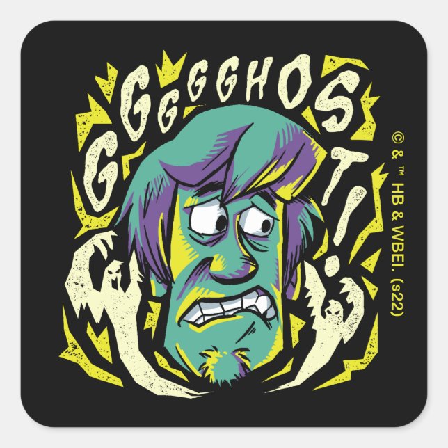 Sticker Carré Scooby-Doo | Shaggy effrayée (Devant)