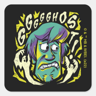 Sticker Carré Scooby-Doo   Shaggy effrayée