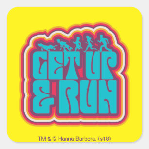 Sticker Carré Scooby et la bande "lèvent et courent" le