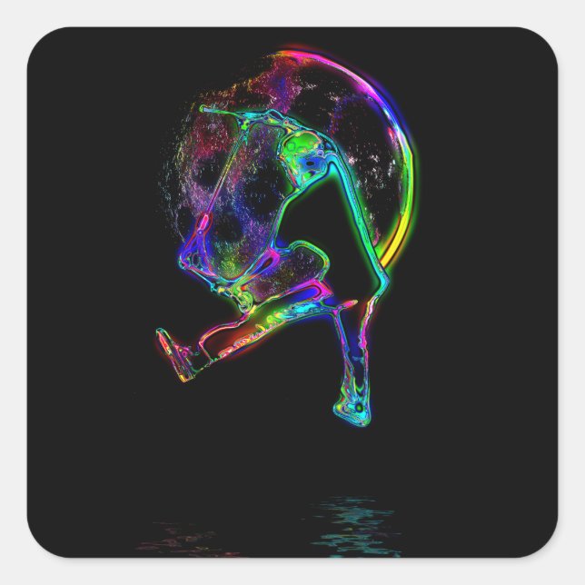 Sticker Carré Scoot the Moon - Scooter Champ (Devant)