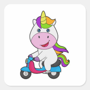 Sticker Carré Scooter Unicorn