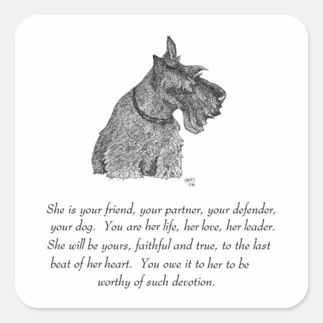 Sticker Carré Scottish Terrier Keepsakes - Femme (Devant)