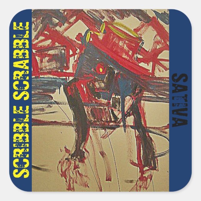 STICKER CARRÉ SCRABLES SATIVA (Devant)