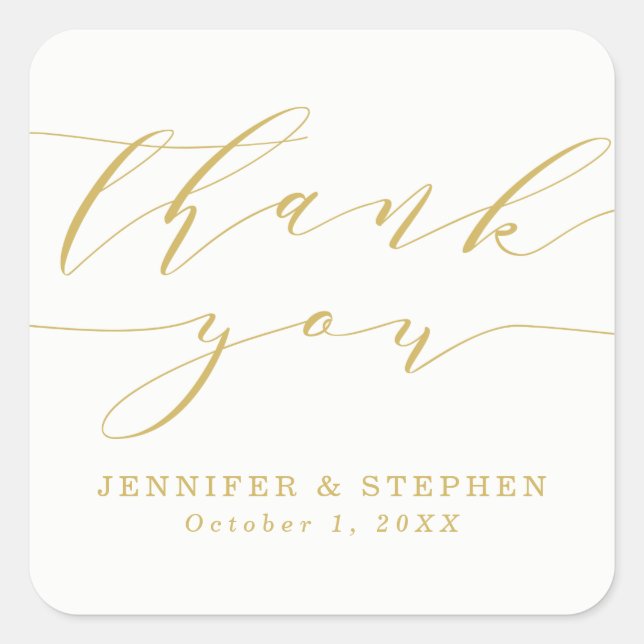 Sticker Carré Script chic | MERCI MARIAGE (Devant)