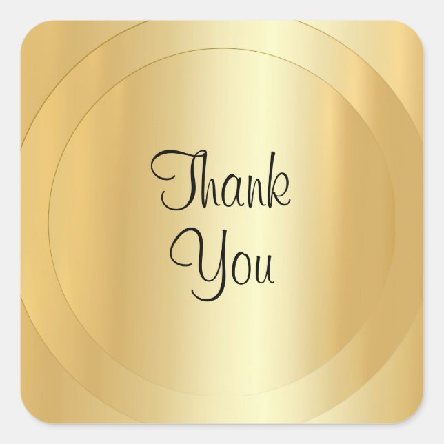 Sticker Carré Script manuscrit Faux Gold Modèle moderne (Devant)