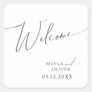 Sticker Carré Script minimaliste Whimsical   Bienvenue Mariage