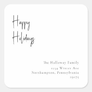 Sticker Carré Script moderne Happy Holidays Carré Enveloppe Scea