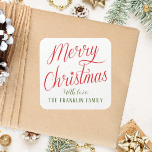 Sticker Carré Script moderne Joyeux cadeau de Noël Festif