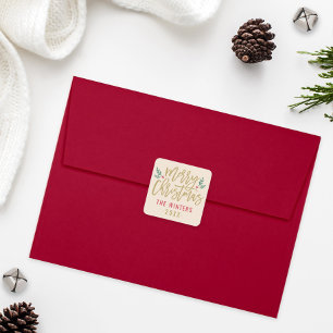 Sticker Carré Script or moderne Joyeux Noël personnalisé