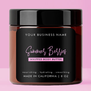 Sticker Carré Script tendance Beurre de corps rose noir Cosmetic
