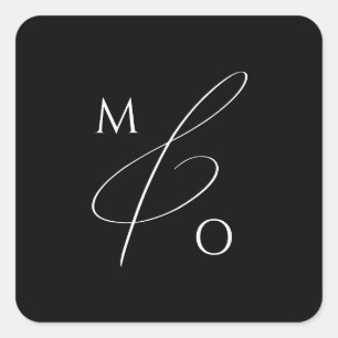 Sticker Carré Script Whimsical Sceau d'enveloppe de monogramme