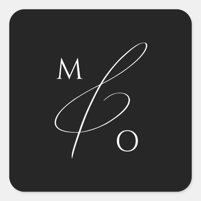 Sticker Carré Script Whimsical | Sceau d'enveloppe de monogramme (Devant)