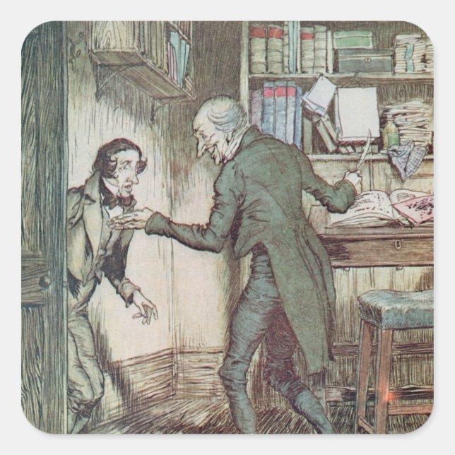 Sticker Carré Scrooge et Bob Cratchit (Devant)