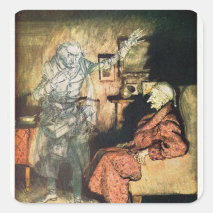 Sticker Carré Scrooge et le fantôme de Marley