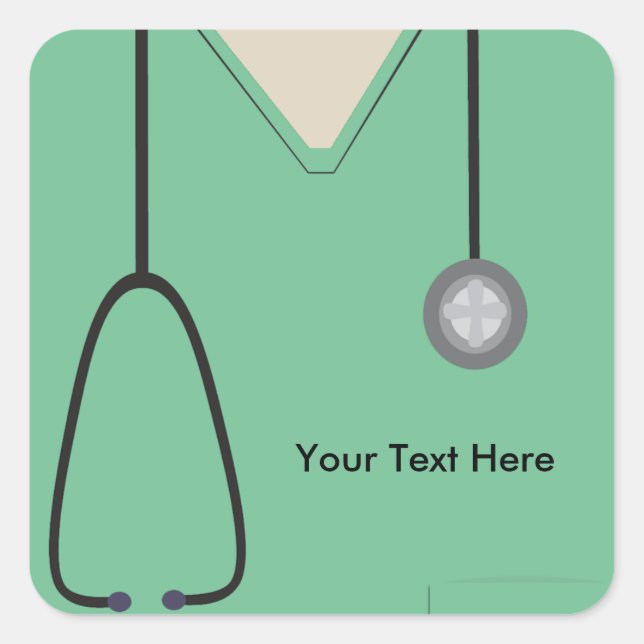 Sticker Carré Scrubs Médicales Docteur Infirmière Light Green Sq (Devant)