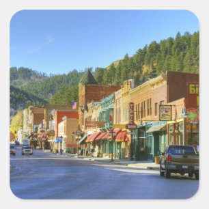 Sticker Carré SD, Deadwood, ville minière historique d'or