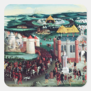 Sticker Carré Se réunir au champ du tissu de l'or