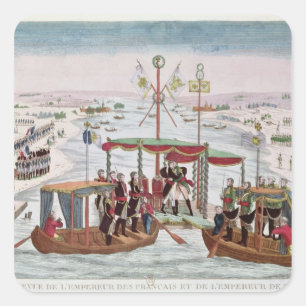 Sticker Carré Se réunir entre le napoléon I et le tsar Alexand