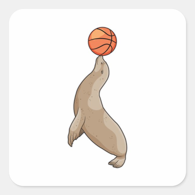 Sticker Carré Seal with Basketball (Devant)