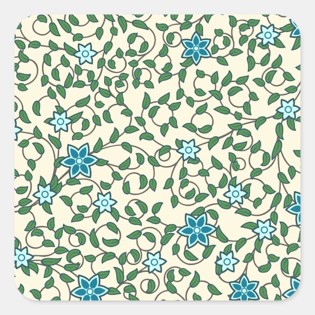 Sticker Carré Seamless floral pattern on beige background (Devant)