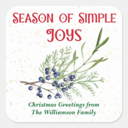 Sticker Carré Season of Simple Joys Blue Juniper Christmas