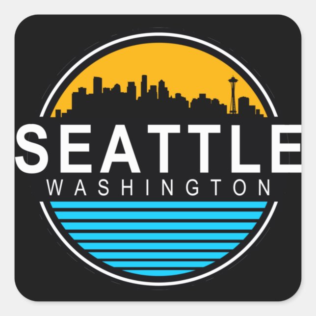 Sticker Carré Seattle Washington Skyline Travel  (Devant)