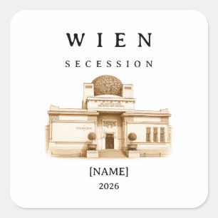 Sticker Carré Sécession viennoise personnalisée Nom & Année
