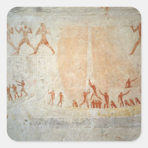 Sticker Carré Secours de la Mastaba d'Akhethotep représentant bo