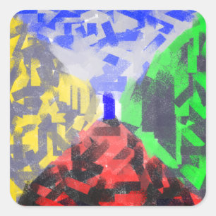 Sticker Carré Secret Room Moderne Abstrait original Art coloré