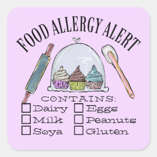 Sticker Carré Sécurité alimentaire Alerte allergique Boulangerie