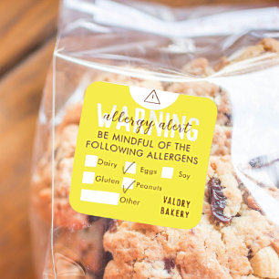 Sticker Carré Sécurité des alertes aux allergies alimentaires