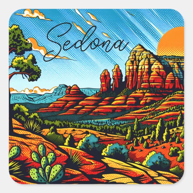 Sticker Carré Sedona, Arizona Red Canyon (Devant)