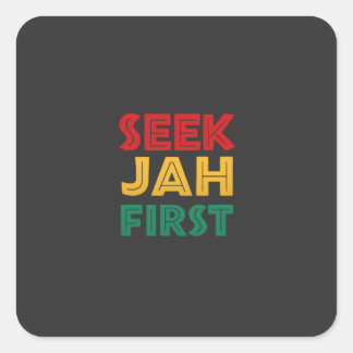 Sticker Carré Seek Jah First Rastafarian Reggae Rasta Colors
