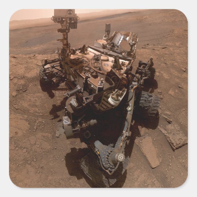 Sticker Carré Selfie de Mars Curiosity Paysage martien rouge (Devant)