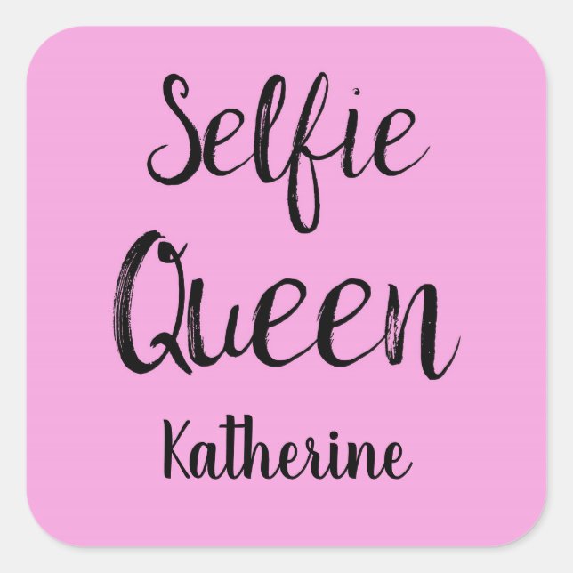 Sticker Carré Selfie Nom Reine Pink Personnalisé (Devant)