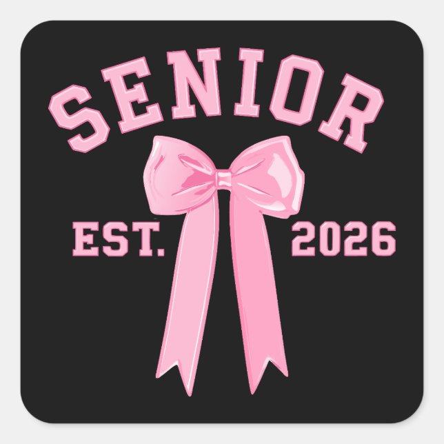 Sticker Carré Senior 2026 Pink Bow (Devant)