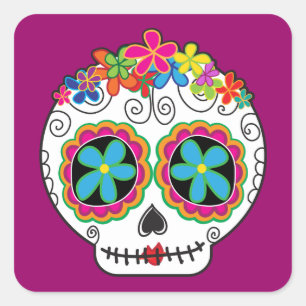 Sticker Carré Señorita Calavera